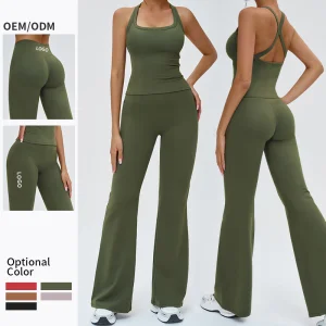 Fitness Gym Wear Tight-Fitting Hip-Lifting Quick-Drying Breathable High-Waist Slimming Elegant Wide-Leg Sports Yoga Flared Pants