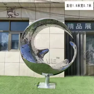 Outdoor Villa Polished Modern Art Sculpture Stainless Steel Metal Abstract Moon Statue Supplier