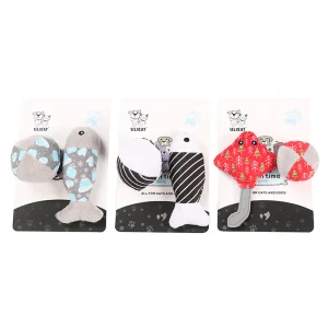 High Quality Pet Products Wholesale Plush Stuffed Catnip Mouse Fish Ball Cat Toy Set