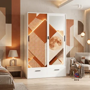 Custom Design Printed Steel Wardrobe, Heavy Duty Metal Bedroom Clothes Cabinet with Eco-friendly UV Printed Door