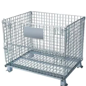 Guichang Storage Cage Folding Iron Frame Metal Turnover Box Warehouse Cage Express Sorting Basket with Wheels butterfly Cage War