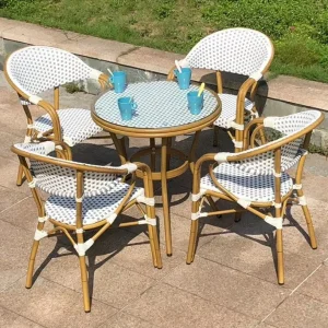 Antique Restaurant Hotel Resort Villa Dining Room Rattan Table and Chair Set