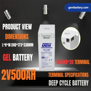 2V 500Ah Heavy-Duty Gel Battery for Utility and Industrial Microgrids