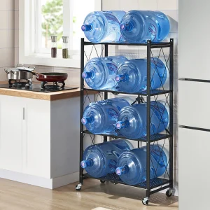 LIJIN 3 Tier Metal Foldable Rolling Storage Rack
