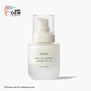 Natural Organic Hydrating Formula Oil-Free Sunscreen Mineral Zinc Oxide Blurs Pores Brighten Goat Milk Sun Serum Primer Spf 35