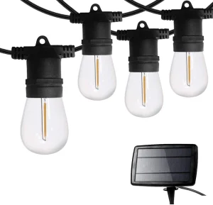 Luzes de Cordão Solar para Exterior 27FT com 1.5W Lâmpadas LED Vintage Edison de Grau Comercial à Prova de Intempéries para Decoração de Casa, Café e Luzes de Pátio