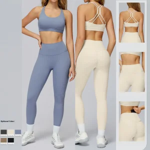 Conjunto de Fitness de Alta Qualidade para Mulheres: Sutiã, Jaqueta e Leggings, Roupas de Atividade Esportiva