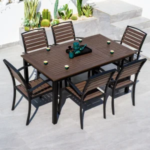 PC Garden Table Chair Set Iron Frame Dining Chairs Custom Outdoor Furniture