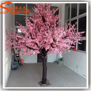Indoor Decoration Mini Fiberglass Artificial Cherry Blossom Tree