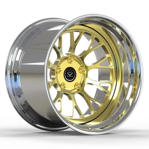 Deep Dish Gold Polished Wheels Negative Offset 19X12j 2 PC Forged Porsche Gt4 Rims