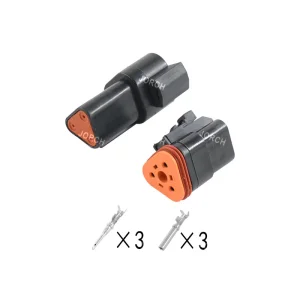 3 Conector eléctrico Deutsch Dt serie hembra y macho negro a prueba de agua para automóviles Dt06-3s Dt04-3p