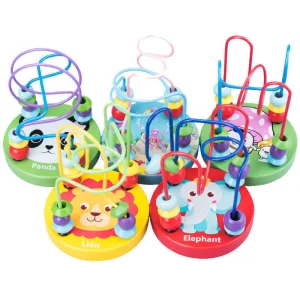 AiJH Child Toys Montessori Mini Wire Roller Learning Puzzle Counting Frames Circle Bead Maze Wooden Educational Baby Toys