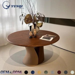 Modern Natural Restaurant Furniture Round Oak Solid Wood Modern Dining Table Set for 8