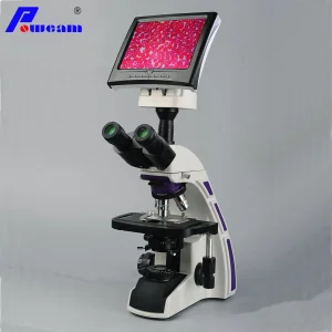 Medical Instrument Trinocular LED Illumination Biological Microscope with LCD Monitor