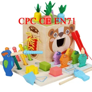 CPC CE EN71 Wooden Shape Sorter Toys Montessori Toys for 1 Year Old Baby Girls Boys Activity Cube Geometric Shape Blocks