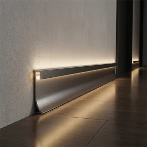 LED Aluminium Profile Skirting Board Line Strip Light Modern Black White Indoor Lighting for Home Wall Decor, Hotel Bar