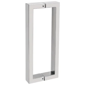 10-Inch SUS304 Stainless Steel Brushed Nickel Square Back-to-Back Double Shower Glass Door Handle Pull Set with Washers