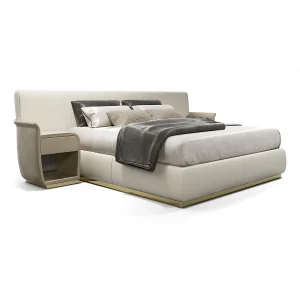 Muebles de dormitorio de cuero lujoso cama tamaño king cama tapizada de lujo