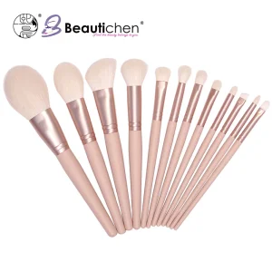 Beautichen 12PCS Pink Matte Makeup Brush Set with Rose Gold Ferrules – Soft Synthetic Cosmetic Brushes– Professional Makeup Brushes Kit for Beginner