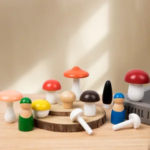 Eco-friendly Children's Wooden Enlightenment Cognitive Toy Baby's Color Matching Simulated Mushroom Picking Educational Toy