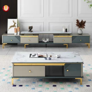 Modern Simple Family Small Luxury Marble Coffee Tea Table Home Hotel Living Room Table TV Stand