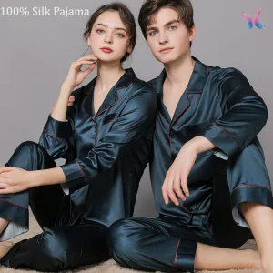 Conjunto de Pijamas de Seda Pura para Pareja