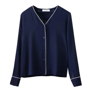 French V-neck Silk Blouse