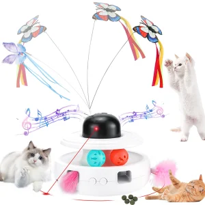 Custom Eco-Friendly Multi Function 5-in-1 Interactive Cat Toy for Indoor Play with Laser and Feather