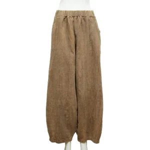 Women's Fashionable Cotton and Linen Trousers with Loose Elastic Waistband