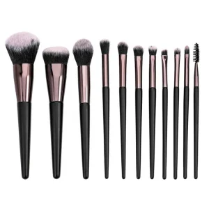 Wholesale Custom 11PCS Black Luxury Density Professional Portable Makeup Brush Set