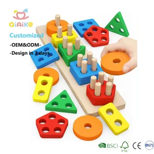 Qiaike Montessori Toys Wooden Learning Puzzles Shape Sorting &amp; Stacking Toys for Toddlers and Kids Preschool