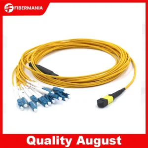 MPO to LC Fiber Optic Breakout Cable 8-24 Cores High Density MTP Compatible Harness Assembly Fanout for QSFP SFP Data Center Network Connections