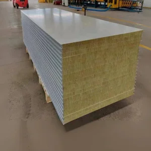 Modern Eco-friendly Fireproof Rock Wool Sandwich Panel 100mm Insulated Sound-proof Wall Panel for Exterior Building Construction