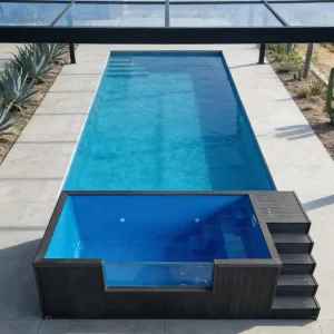 Piscina de inmersión pequeña de bajo mantenimiento para resort - Diseño modular de fibra de vidrio con ventana de acrílico, instalación fácil sobre el suelo para patio trasero compacto
