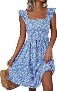 Vestido de verano lindo para mujeres, floral, fluido, hasta la rodilla, vestido de playa para fiestas