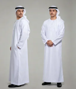 2026 New Design Men's Traditional Modest Thobe Long Sleeves Pockets Polyester Breathable Fabric Dubai Middle Eastern Clothing