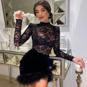 Vestido de fiesta mini de encaje de moda para mujeres de verano al por mayor