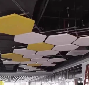 Hexagon Suspension Acoustic Panels Hanging Acoustic Insulation Clouds Ceiling Panels