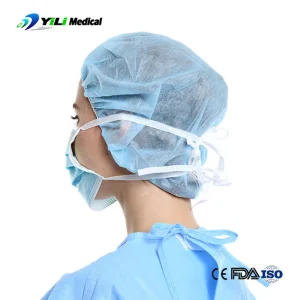 Medical Supply Disposables 3-Ply Disposable Tie-on Surgical Face Mask Anti Fog with Shield Protective Safety Face Mask