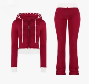 2025 Moletom com Zíper Estressado Logo Personalizado Mulheres Roupas Esportivas 2 Conjunto de Calças de Moletom Mulheres Conjunto Jogger Roupas Esportivas