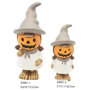 China Pumpkin Head Scarecrow with Skull Face and Witch Hat – Ceramic Halloween Decoration HDFS7684 Factory, Factories