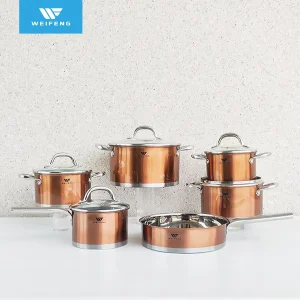 11PCS Copper Color Stainless Steel Cookware with Hollow Ss Handle, Kitchen Utensils