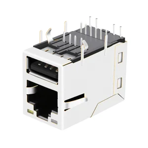 Industrial RJ45 Magjack With USB 10/100 Base-t Magnetic Ethernet Female