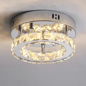High-End Modern Geometric Circular LED Ceiling Light for Entrance Hall Closet 3500~4000K Color Iron Base for Living Room