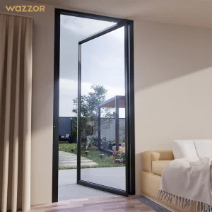 WAZZOR NFRC Certified High Load Bearing 500kg Capacity Aluminum Glass Pivot Door