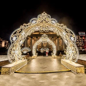 Outdoor Colorful Ball Design Waterproof 3D Moon and Stars Ramadan LED Motif Decoration Light