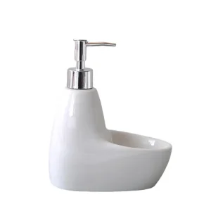 ODM Modern 2 - in - 1 Ceramic Soap Dispenser with Integrated Dish | Glossy White Bathroom Accessory Company, Companies