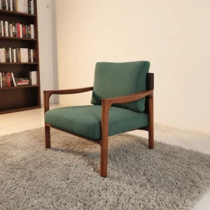 Genuine Leather Lounge Chair Solid Wood Legs