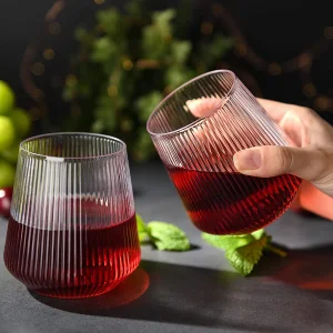 China Unbreakable 12oz Vertical Design Elegant Tritan Outdoor Stemless Ribbed Wine Glasses Suppliers, Exporter