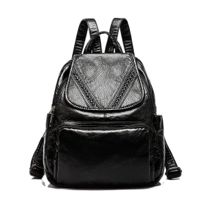 BSCI Bag Wholesaler Manufacturer, RPET PU Vegan Leather Daypack Leisure Double Shoulder Backpack with Flap